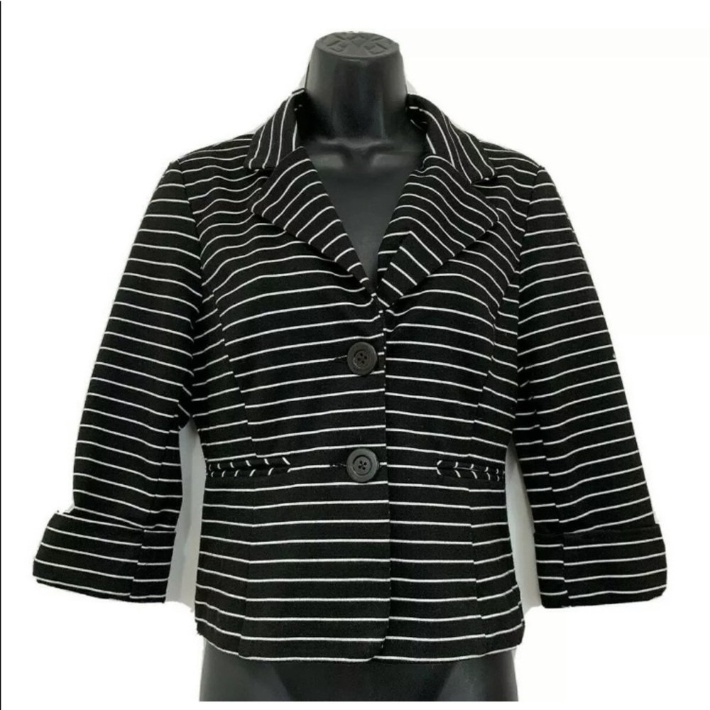 Cynthia Rowley S Black White Striped Blazer